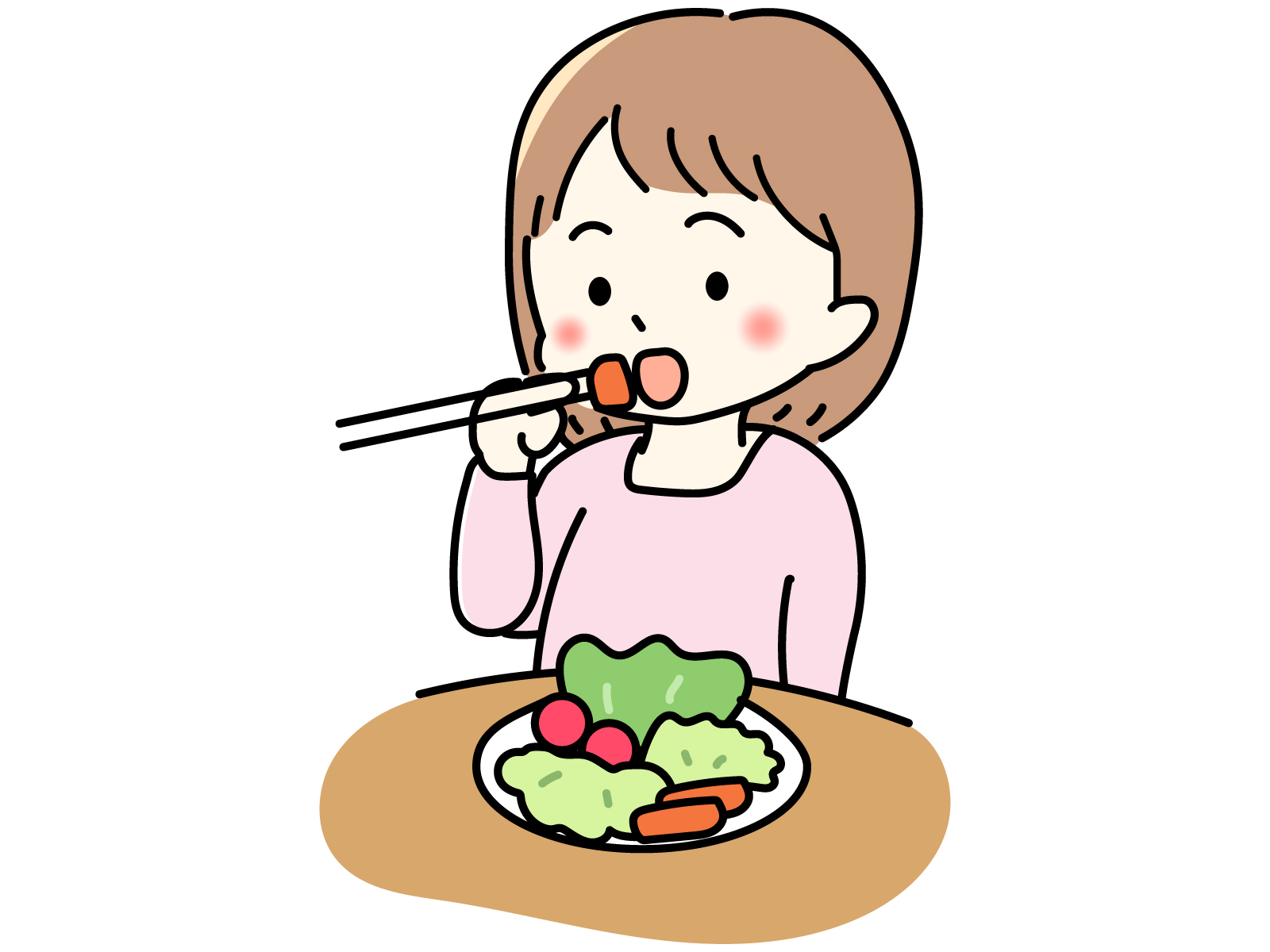 野菜を食べる女の子